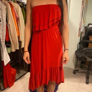 Elegant Red Strapless Dress Free People